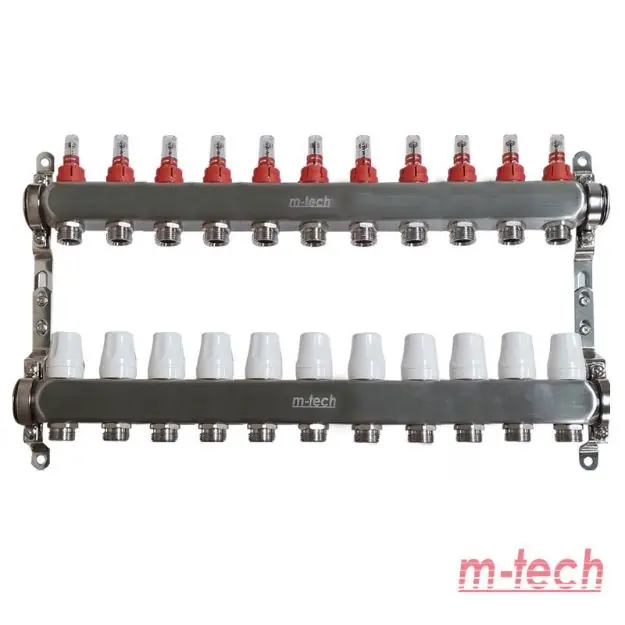 m-tech UniTherm áramlásmérős INOX osztó-gyűjtő, 1" 3/4" eurokónuszos csatlakozással, 11 körös Bestseller