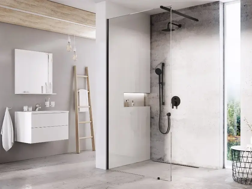 Ravak Walk-In - Zuhanyfal Walk-In Wall 90x200 cm, fekete/tiszta üveg GW9W7030SZ1 Kiárusítás