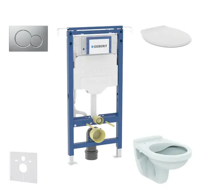 Geberit Duofix - Előfali szerelő készlet, Alpha WC ülőkel, Sigma01 gomb, matt króm SANI11CD2103 Legkelendőbb