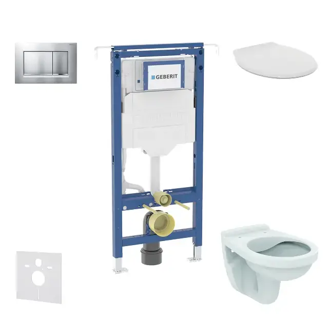 Geberit Duofix - Előfali szerelő készlet, Alpha WC ülőkével, Sigma20 vezérlőgomb, matt króm/króm SANI11CD2104 Olcsó