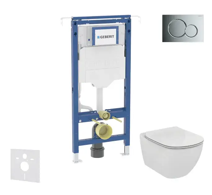 Geberit Duofix - Előfali szerelőkészlet, WC és ülőke Ideal Standard Tesi, Sigma01, fényes króm SANI11CD1108 Azonnali szállítás