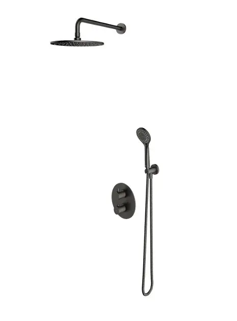 OMNIRES Y - Zuhanyszett rejtett termosztáttal, testtel, átmérő 25 cm, 5 vízsugár, csiszolt grafit SYSYT05GR Akciós ár