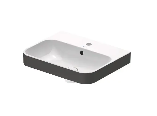 Duravit Happy D.2 - Mosdópult 50x40 cm, túlfolyóval, csapfurattal, WonderGliss, fehér/matt antracit 23605061001 Vásárlói kedvenc