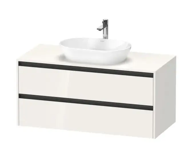 Outlet Duravit Ketho.2 - Mosdószekrény kivágással 568x1200x550 mm, 2 fiókkal, fényes fehér színben K24897022220000