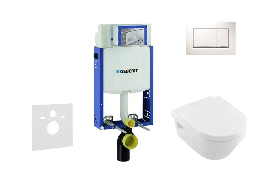 Geberit Kombifix - Villeroy & Boch falra szerelhető WC és ülőkés szett, Sigma20 gombok, DirectFlush, SoftClose, CeramicPlus, fehér/fényes króm 110.302.00.5 NB5 Gyors szállítás