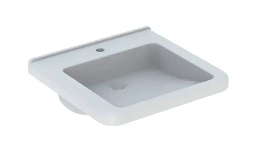 Geberit Selnova Comfort - Akadálymentes mosdókagyló, 550x525 mm, túlfolyó nélkül, csapfurattal, fehér színben 500.786.00.7 Kedvezményes ár