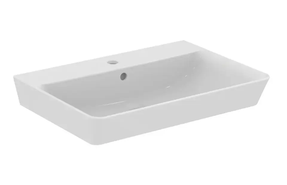 Azonnal elérhető Ideal Standard Connect Air - Mosdókagyló 65x46 cm, túlfolyóval, keverőfurattal, Ideal Plus, fehér színű E0741MA