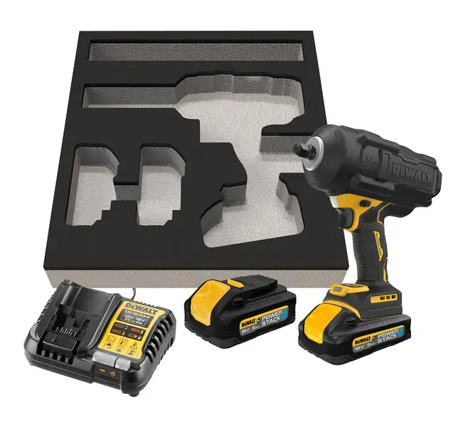 DeWALT - 18V AKU ütvecsavarozó, 2x akkumulátor 5,0 Ah POWERSTACK, gumi borítás, töltő DCF961H2G Utolsó esély