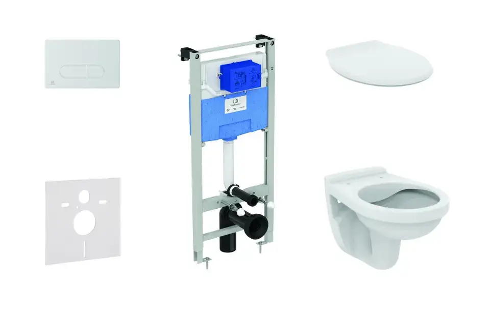 Azonnal elérhető Ideal Standard ProSys - Készlet fali szereléshez, WC Alpha ülőkével, gomb Oleas M1, króm matt ProSys120M SP35