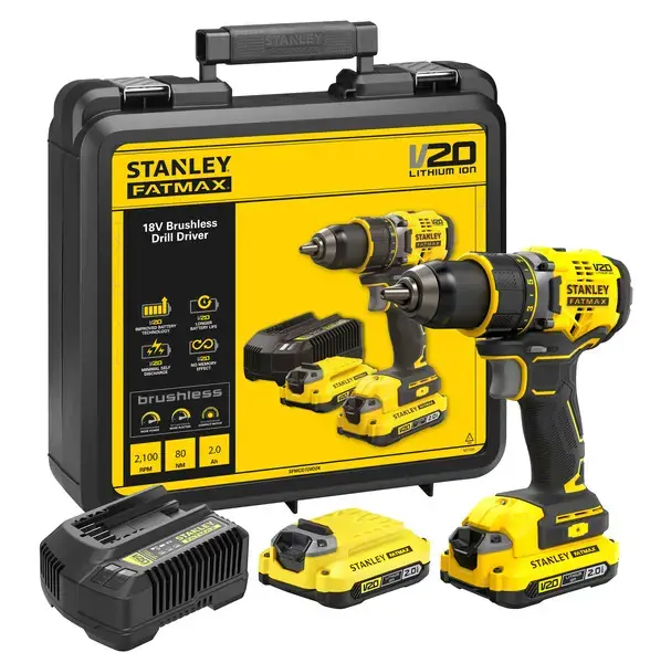 Expressz szállítás Stanley - 18V AKU fúrógép, 2x 2.0 Ah Li-ion akkumulátor, töltő SFMCD720D2K-QW