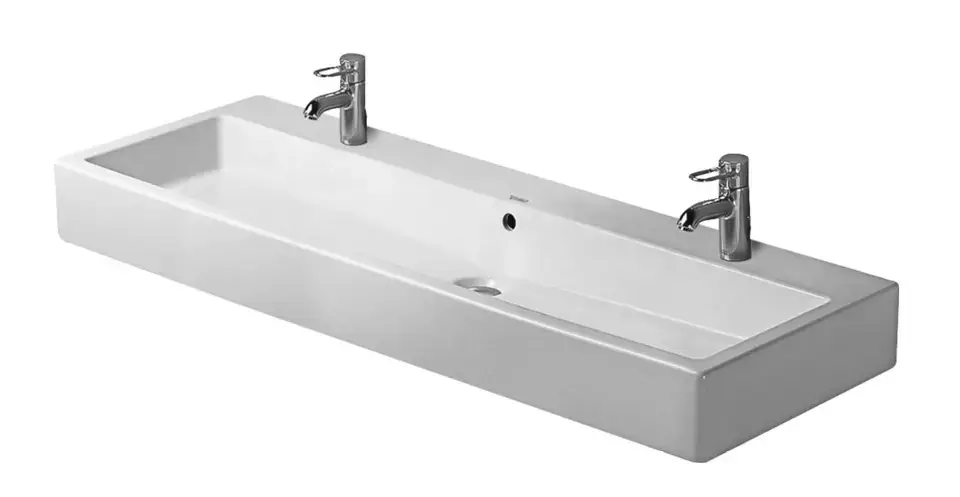 Duravit Vero - Dupla mosdókagyló 1200x470 mm, túlfolyóval, 2 csaptelepfurattal, WonderGliss, fehér színben 04541200241 Korlátozott ajánlat
