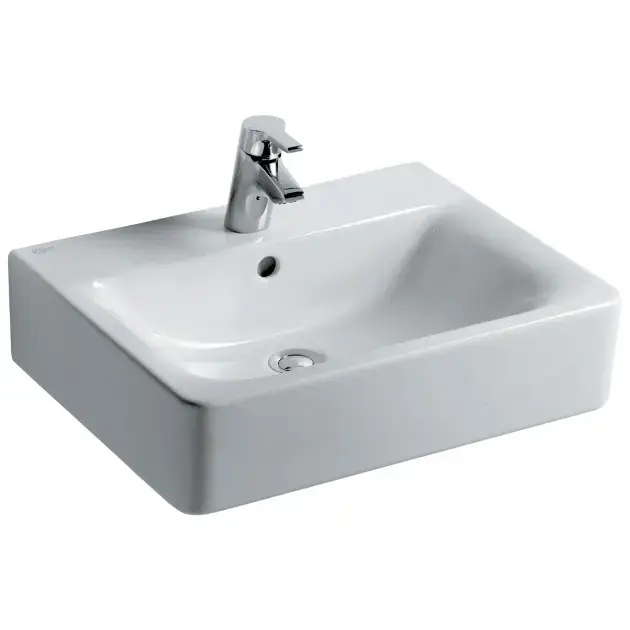 Ideal Standard Connect - Kocka mosdókagyló, 550x460x175 mm, túlfolyóval, keverőnyílással, Ideal Plus-szal, fehér színben E7139MA Ne maradj le