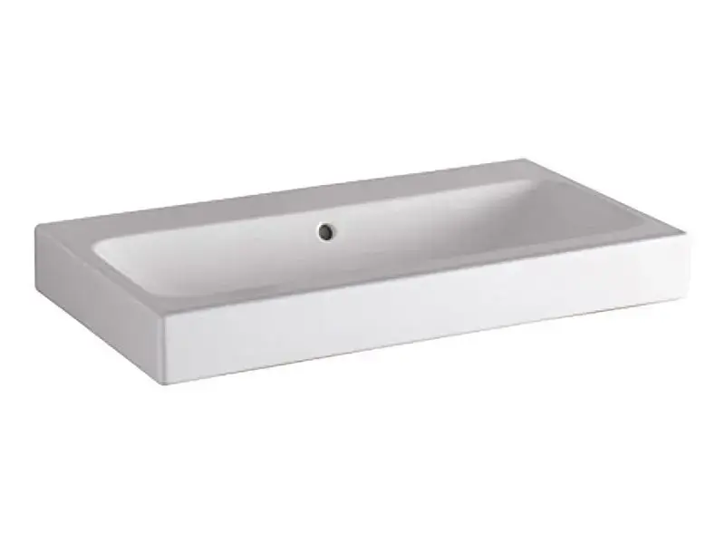 Kihagyhatatlan ajánlat Geberit iCon - Mosdókagyló 750x485 mm, keverőnyílás nélkül, túlfolyóval, KeraTect, fehér színű 124078600