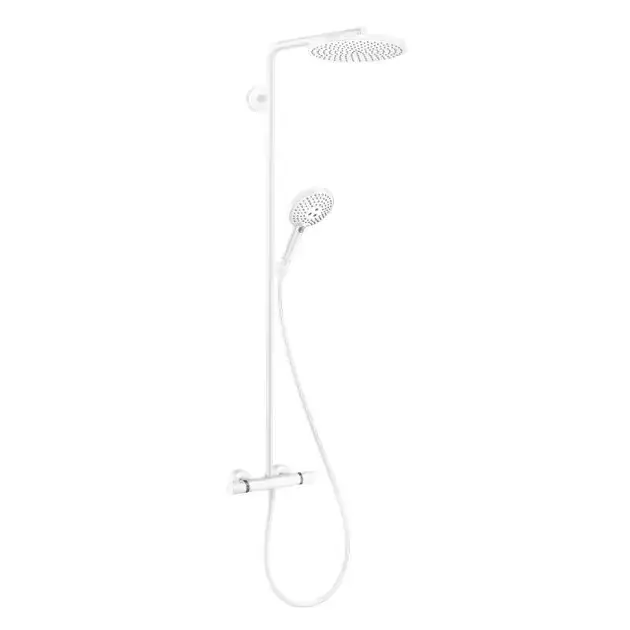 Gyors szállítás Hansgrohe Raindance Select S - Zuhanyszett Zuhanycső termosztáttal, 3 fúvókával, matt fehér színben 27633700
