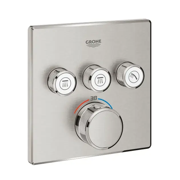 Grohe Grohtherm SmartControl - Termosztatikus keverő, 3 szelep, szuperacél, rejtett beépítéshez 29126DC0 Biztonságos vásárlás