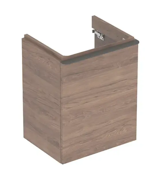 Akció Geberit Smyle Square - Mosdószekrény, 492x406x617 mm, 1 ajtó, jobb oldali zsanérokkal, dió/bal oldalt 500.363.JR.1