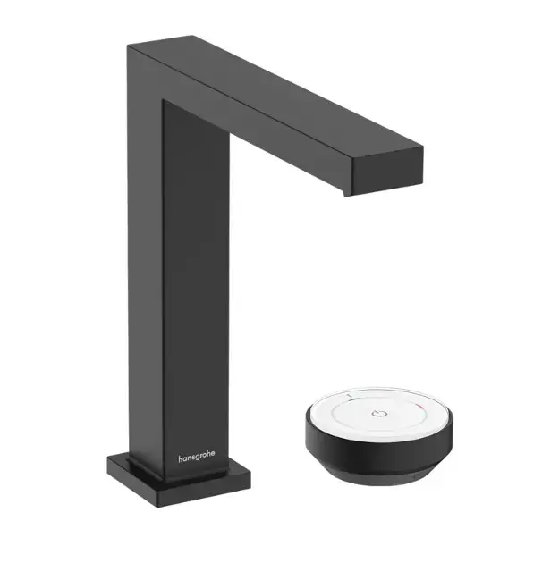 Újdonság Hansgrohe Tecturis E - Mosdókagyló keverő kifolyóval, 2 lyukú beépítés, CoolStart, EcoSmart+, matt fekete 73053670